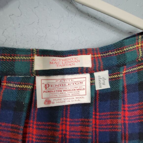 Pendleton Pleated Wool Size Current M/14P Vintage Authentic MacLennan Tartan Red - Picture 9 of 17